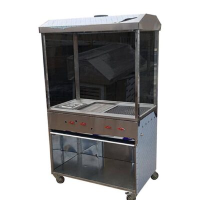 فر ساندویچی سه کاره سنگ چدن گریل بزرگ با هود شیشه کابین